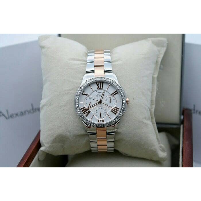 ALEXANDRE CHRISTIE WATCH AC 2642 WANITA SILVER COMBI WHITE ORI