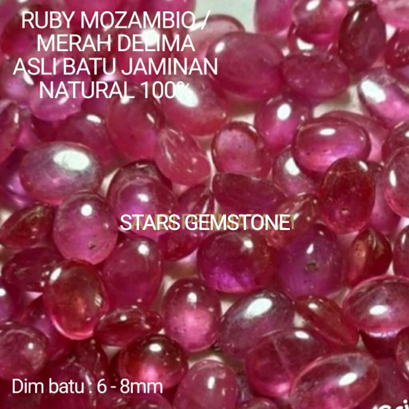 BATU PERMATA MERAH RUBY MOZAMBIQ ASLI NATURAL 100%