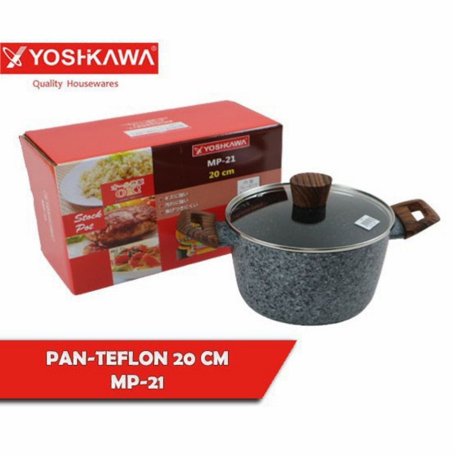 PANCI YOSHIKAWA MP21 KERAMIK KUALI TUTUP KACA SAUCE PAN MARBLE 20CM