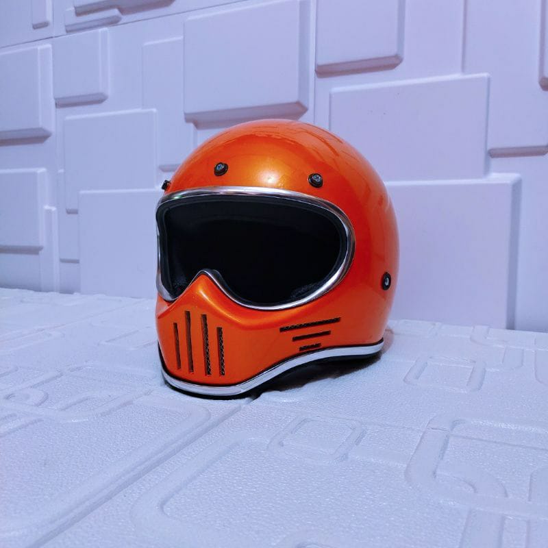 Helm Cakil M30 List Chrom Full Face Custom Simpson Bandit Retro Classic