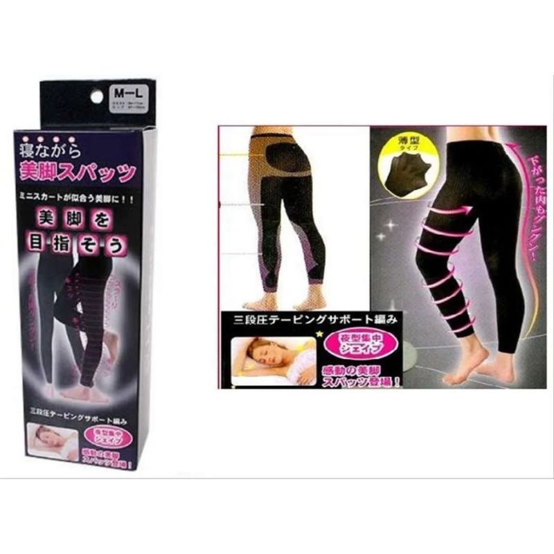 Legging Pengecil Paha Membakar Lemak Paha dan Betis | Slimming Night Legging Bahan tebal Black Only