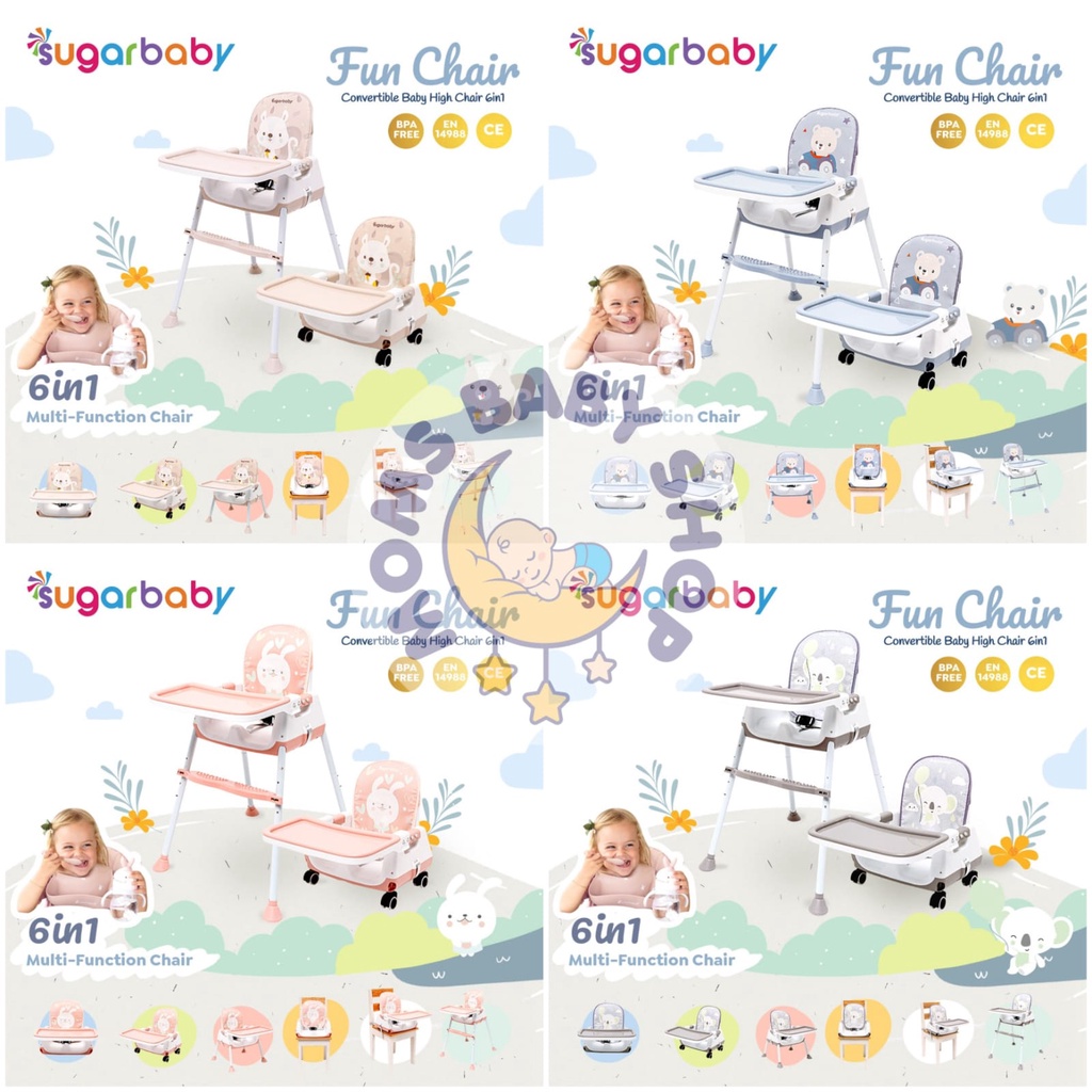 MOMS_ Sugarbaby MY CHAIR // FUN CHAIR (Baby Booster &amp; High Chair) : 6 Growing Stages Kursi Makan Bayi