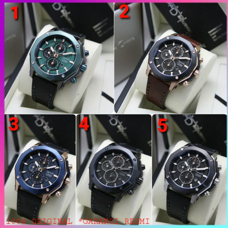 ORIGINAL GARANSI RESMI 1 TAHUN JAM TANGAN PRIA ALEXANDRE CHRISTIE CHRONOGRAPH KULIT STRAP ARLOJI WAT