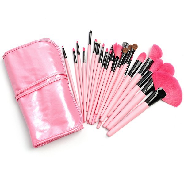 Trend-BRUSH SET PINK / KUAS DOMPET / KUAS SET MAKEUP FOR YOU BRUSH SET ISI 24 PC PINK