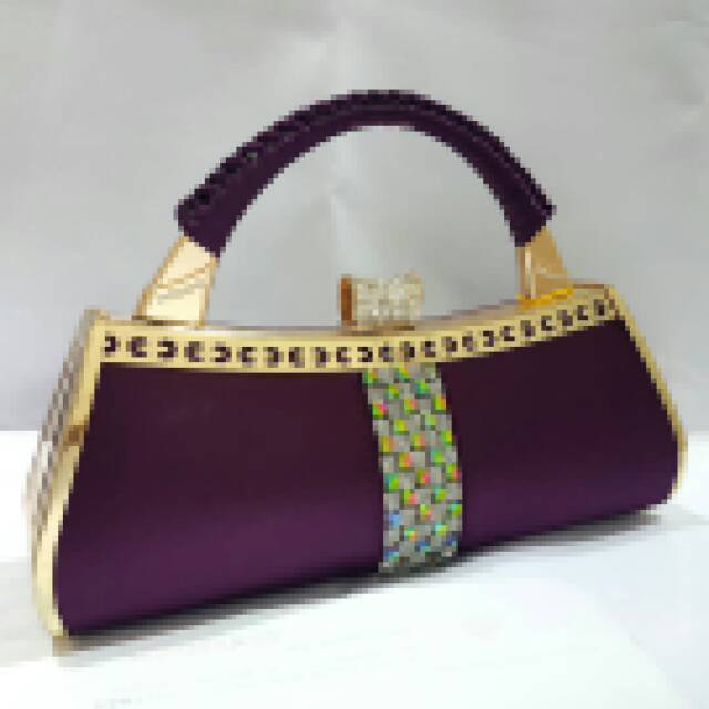 Tas Pesta Farnell 2597/2596 Clutch Kondangan Cantik Impor Satin Batu Permata