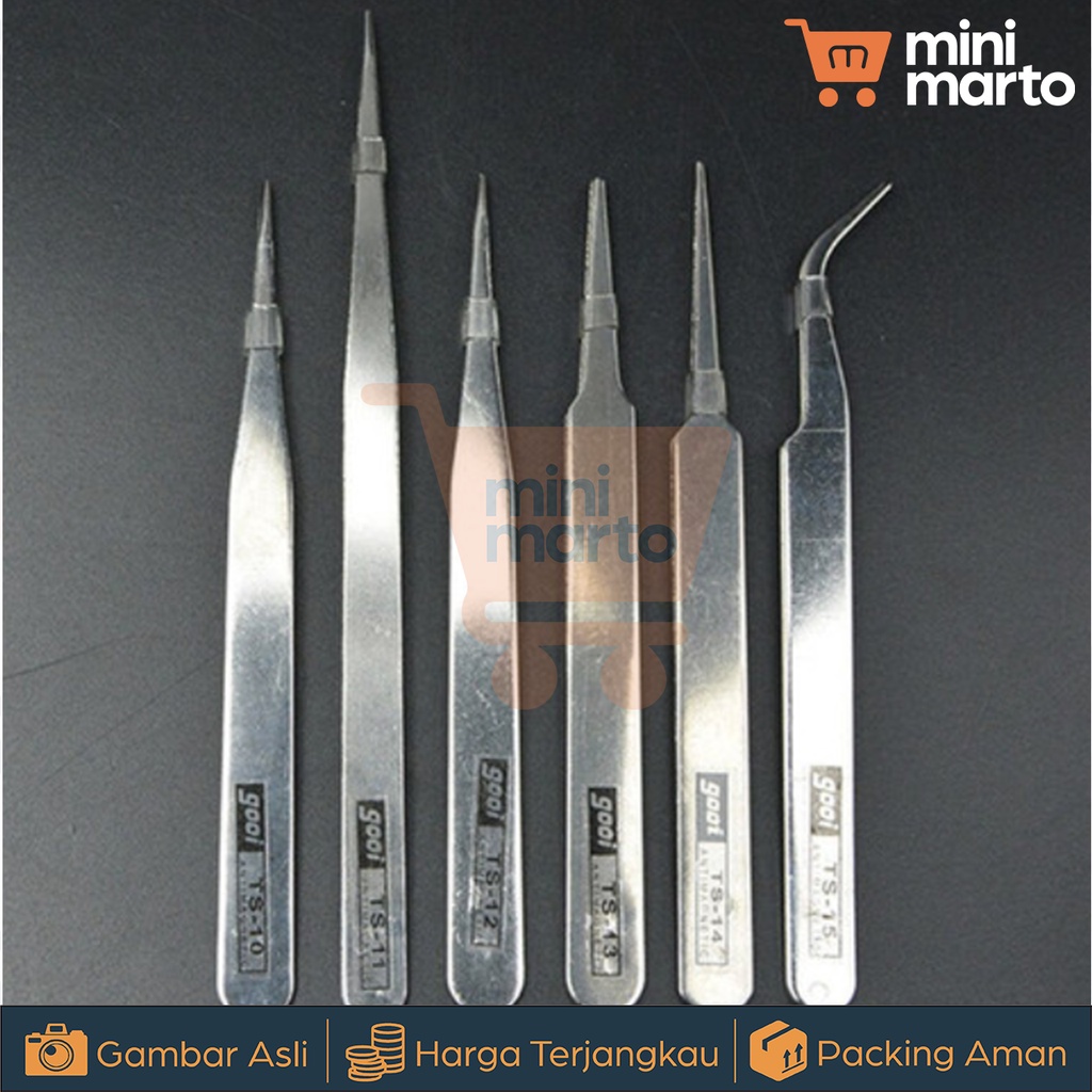 Pinset Tweezers GOOI Pinset Lurus Pinset Bengkok dan Lainnya - Minimarto