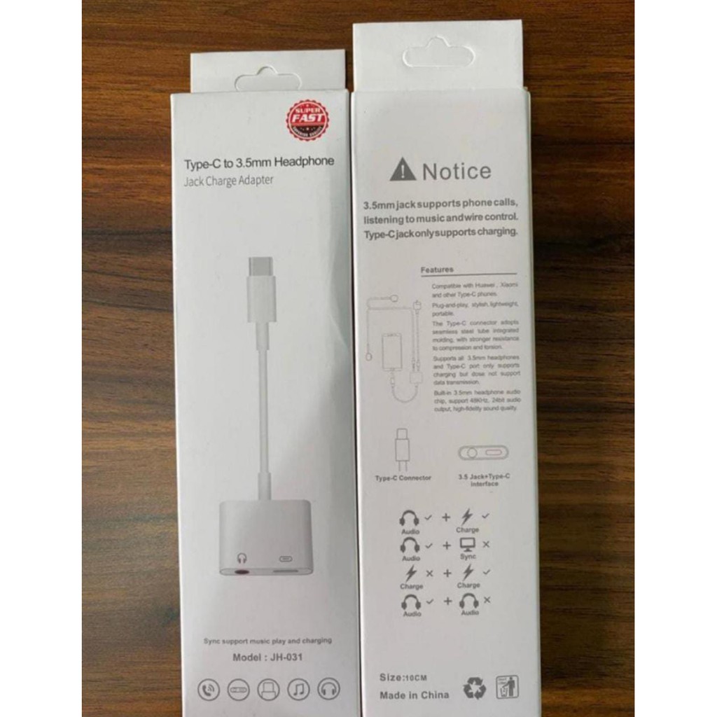 Splitter tipe c | Converter tipe c To 3.5mm jack audio charger |JH-031