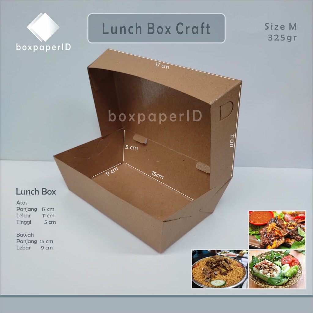 LUNCH BOX M 325PAPER TRAY PAPER KERTAS COKLAT KRAFT KOTAK MAKAN