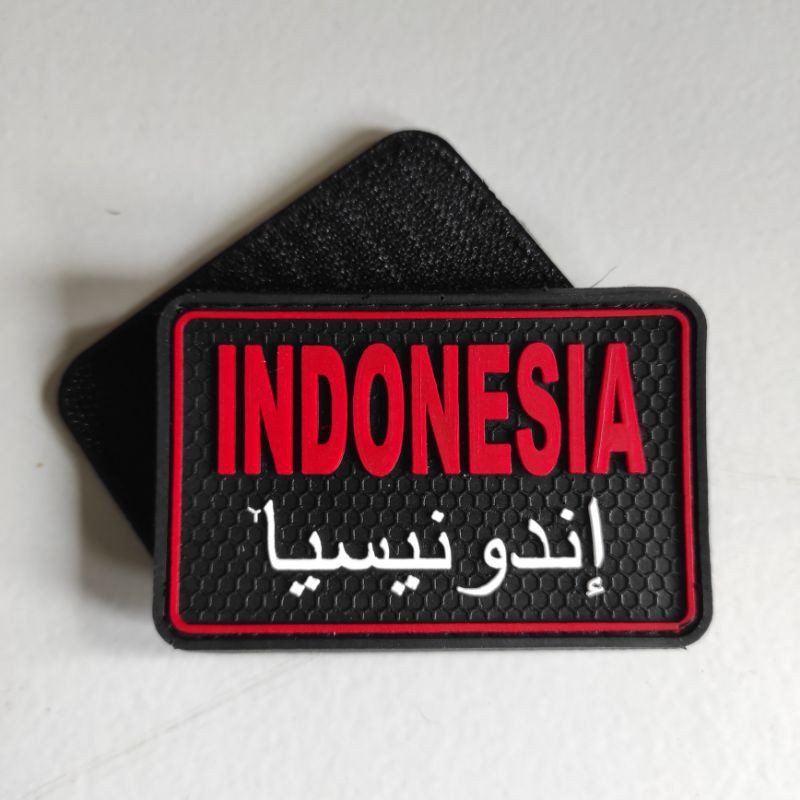 PATCH RUBBER LOGO INDONESIA ARAB/TEMPELAN EMBLEM KARET VELCRO