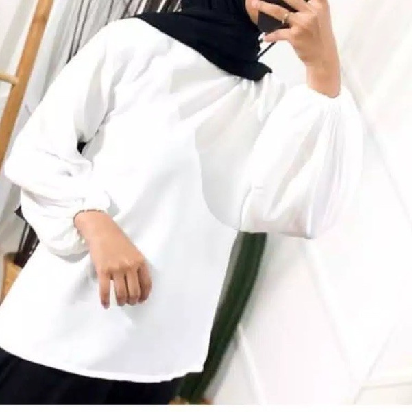 Baju atasan wanita muslim ukuran L|XL terbaru 2021 PALOMA BLOUSE tangan balon (COD)