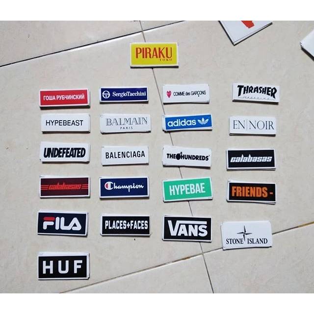 Stiker Adidas, thrasher, hypebeast, balenciaga, fila, champion, dll
