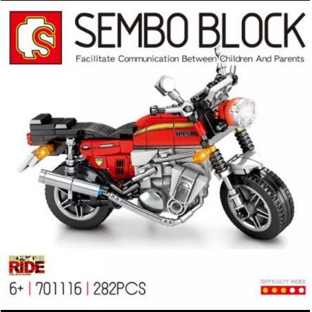 Sembo Block Sepeda Motor Honda CB - Mainan Brick Motor Clasic Vintage Anak Edukatif