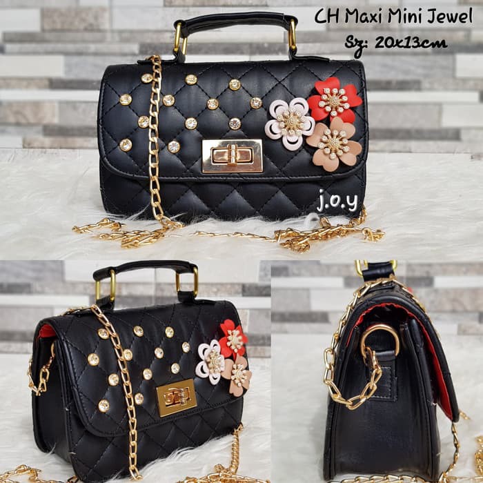 YUK BELI TAS MURAH/TAS BRANDED/SLINGBAG/SELEMPANG/CH MAXI MINI JEWEL FLORAL KEKINIAN