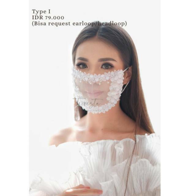 Masker Mika untuk wedding/pengantin - MASKER BROKAT MASKER PREMIUM ANTI AIR- tipe I