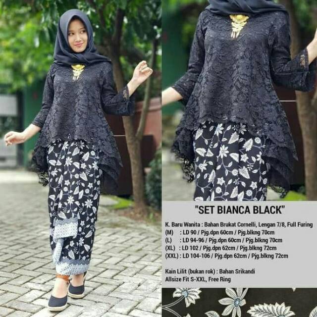 SET KEBAYA BIANCA BROKAT BLACK