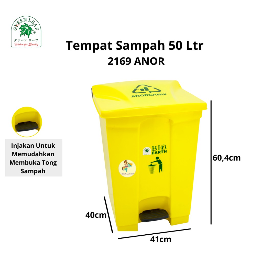 Tempat Sampah BIO Injak 50 Liter 2169 Green Leaf