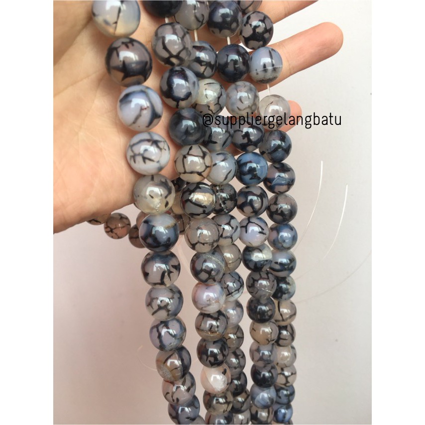 batu kalung gelang rhodolite dalmantion corak natural akik 14mm corak aksesoris bahan beads craft