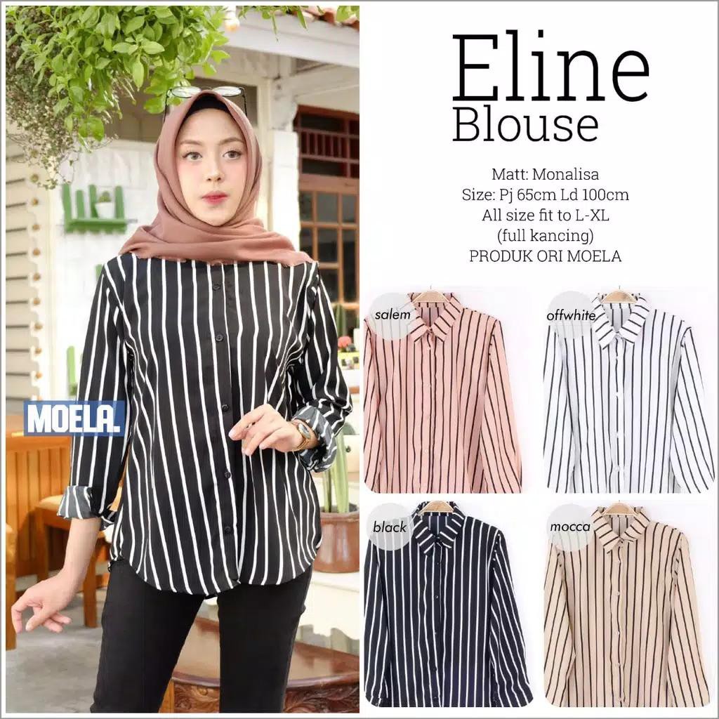 BLOUSE SALUR - Kemeja Lengan Panjang Wanita - Linea Blouse Motif Monalisa