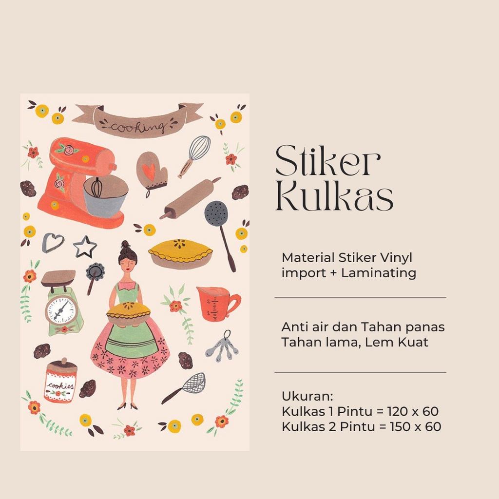 Stiker Kulkas 1 Pintu dan 2 Pintu Motif Kitchen Kode KN-1 - FX