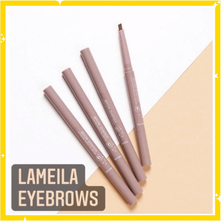 LAMEILA Pensil Alis Eyebrow 2 in 1 Kepala Ganda 7 Warna Lilac Ungu Muda LA025 752