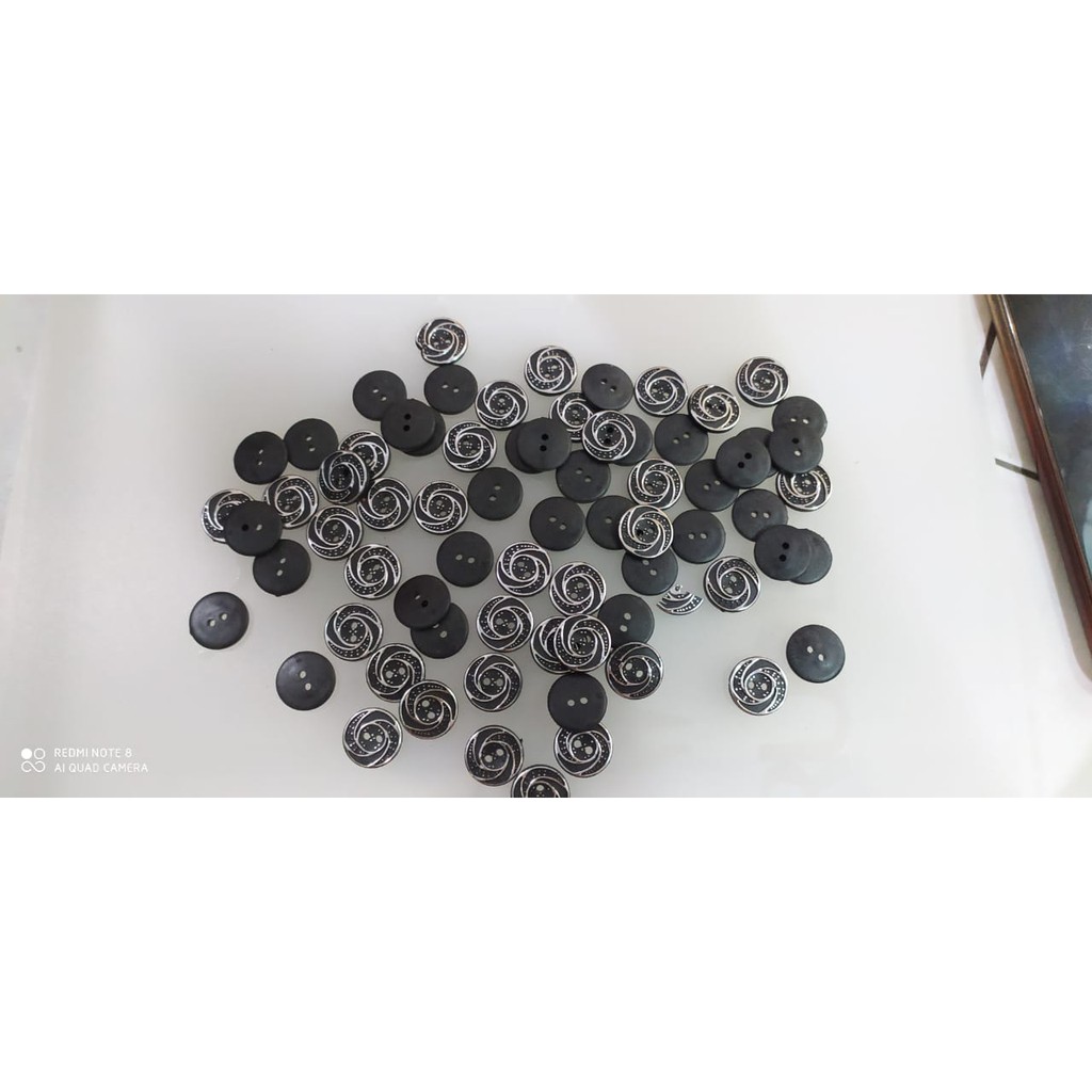 isi 1gross Kancing Diameter 15mm Manohara  - Kancing Motif - Kancing Corak - Kancing Hitam Motif