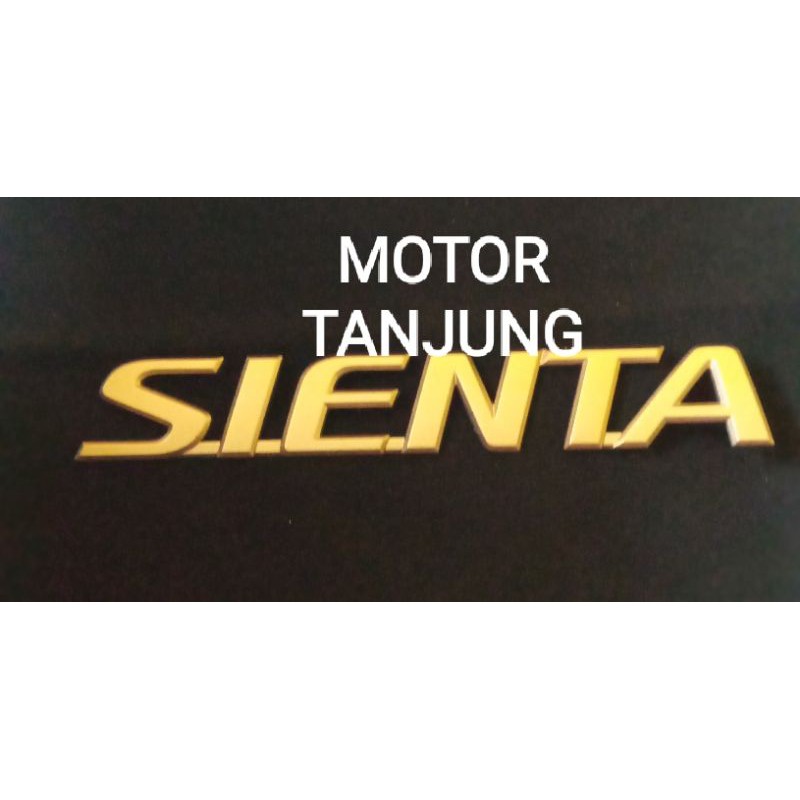 EMBLEM TULISAN SIENTA warna gold logo sienta