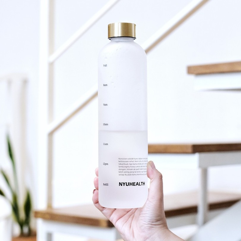 Nyuhealth Botol Minum Penanda Waktu BPA Free Infused Water Tritan 1 Liter