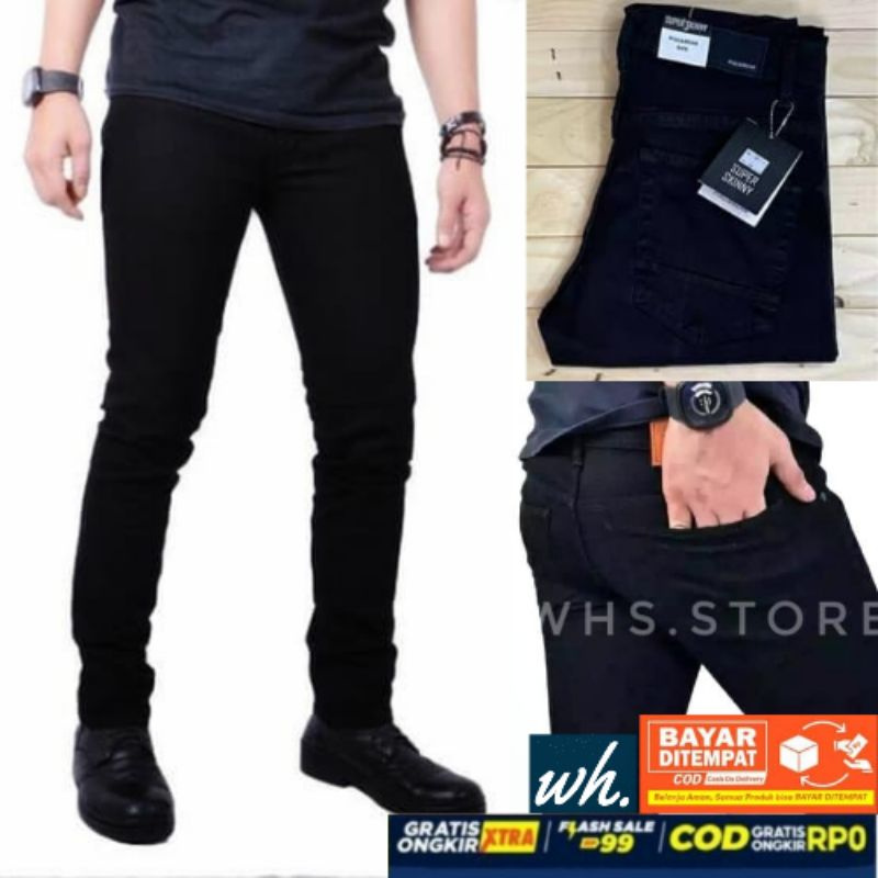 JEANS SKINNY / Celana Pensil / Long Basic Skinny Jeans Black / DEWASA &amp; ANAK