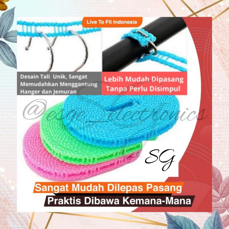 TALI GANTUNGAN BAJU TALI JEMURAN BAJU 5 METER TALI JEMURAN PAKAIAN GANTUNGAN PAKAIAN GANTUNGAN TALI JEMURAN PAKAIAN LUBANG GANTUNGAN PAKAIAN CLOTHES LINE TALI JEMUR PAKAIAN 5 METER SUPER PRAKTIS LANGSUNG PAKAI JEPITAN JEMURAN BAJU PAKAIAN TALI LAUNDRY