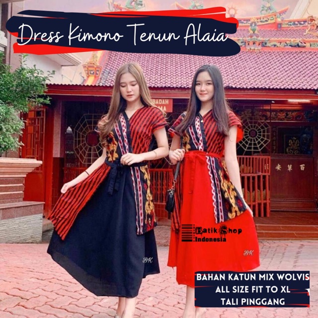 Dress Kimono Tenun Alaia Batik Cheongsam Imlek Series Chinese Model Baju Pesta Kondangan Modern