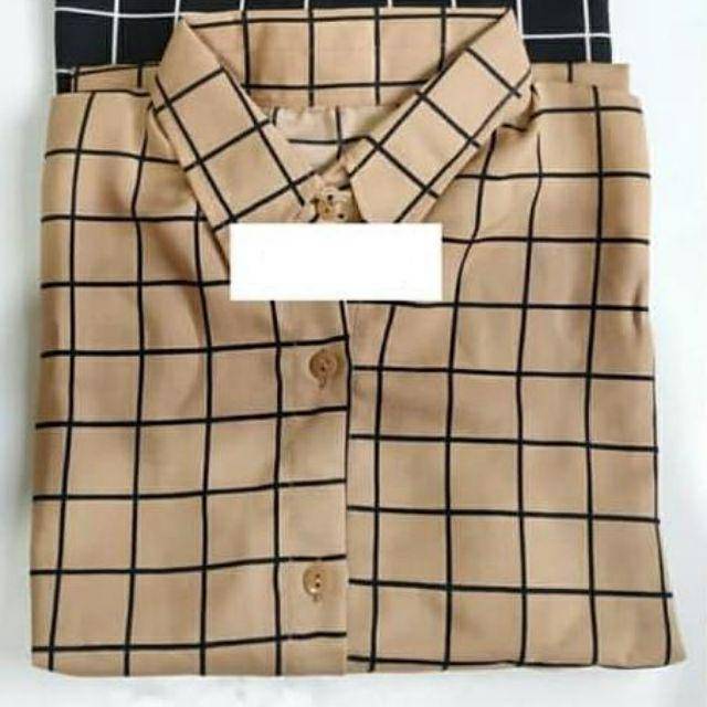 Kemeja Kotak Square - Kemeja Kotak Cantik Wanita L