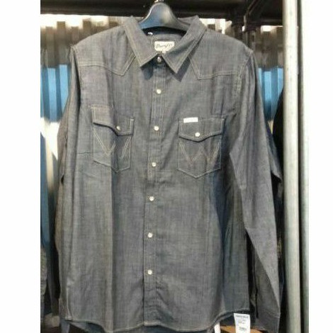Kemeja Jeans Dk Gray Wrangler Original