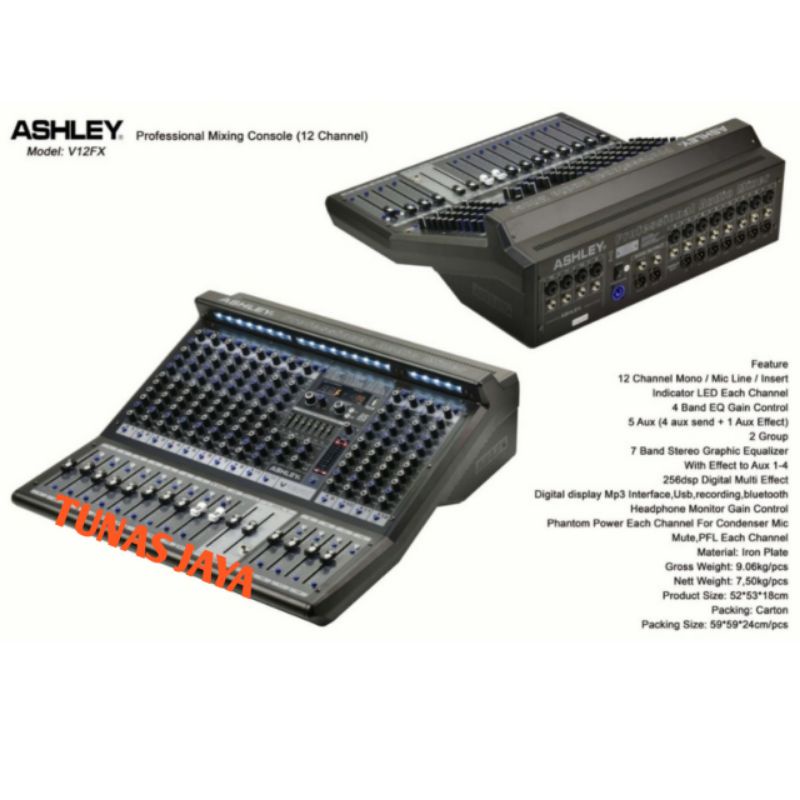 MIXER ASHLEY V12FX ORIGINAL MIXER ASHLEY V12 FX MIXER ASHLEY 12 CHANNEL V12FX