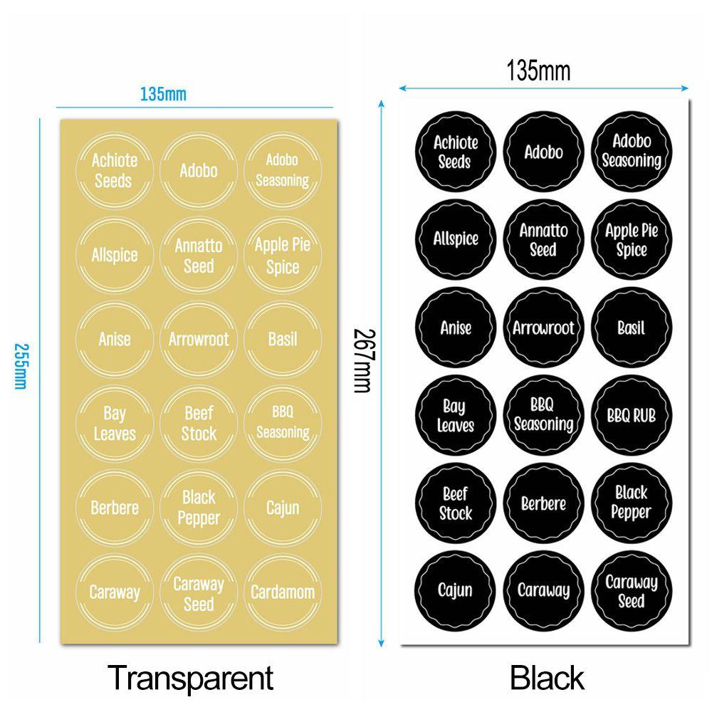 Populer 144PCS Stiker Toples Bumbu Papan Tulis Dapat Digunakan Kembali Decals Tahan Air Kotak Bumbu Tag