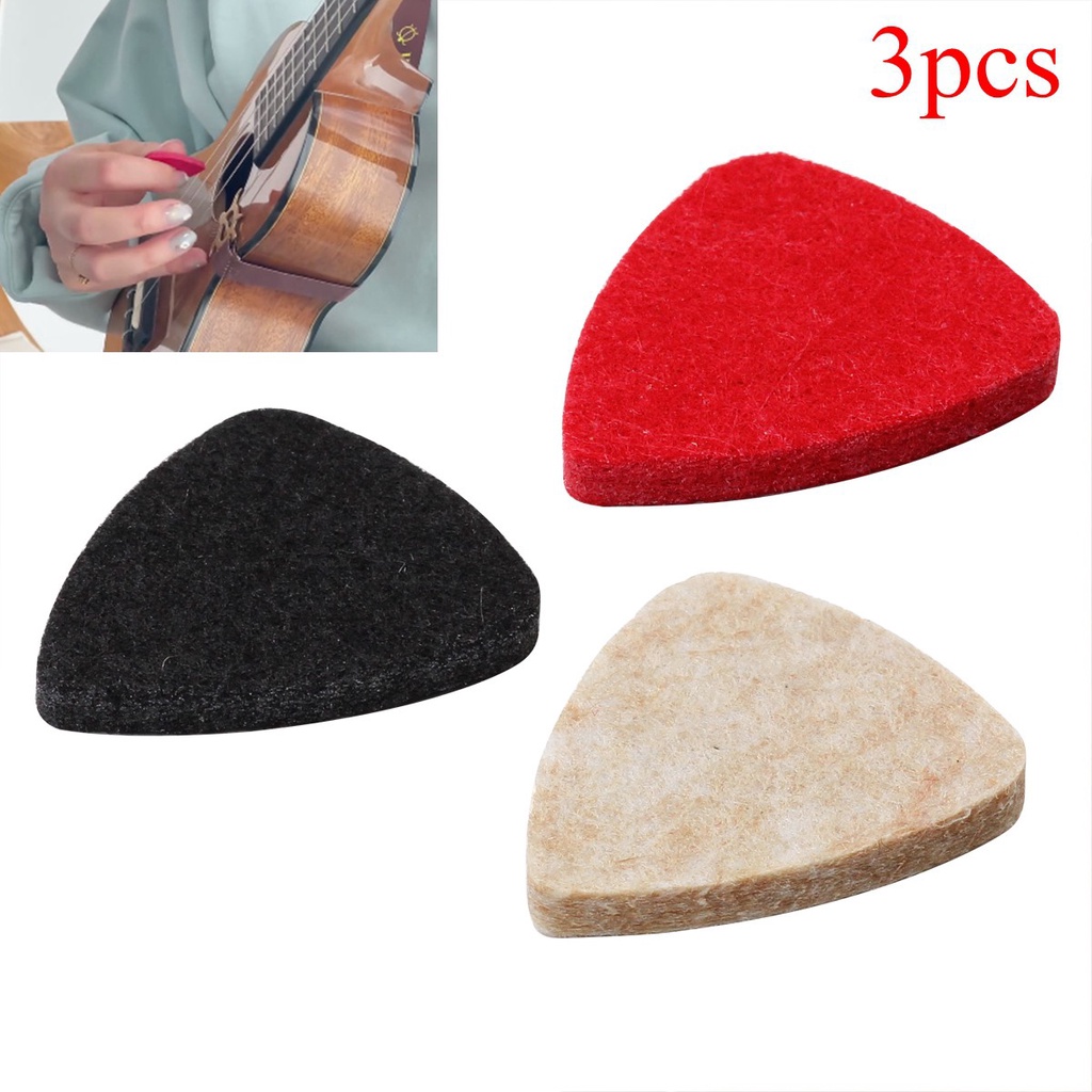 3pcs Pick Plectrum Ukulele Soprano Tenor Bahan Felt Lembut Ukuran 21 / 23 / 26 Inch Untuk Konser