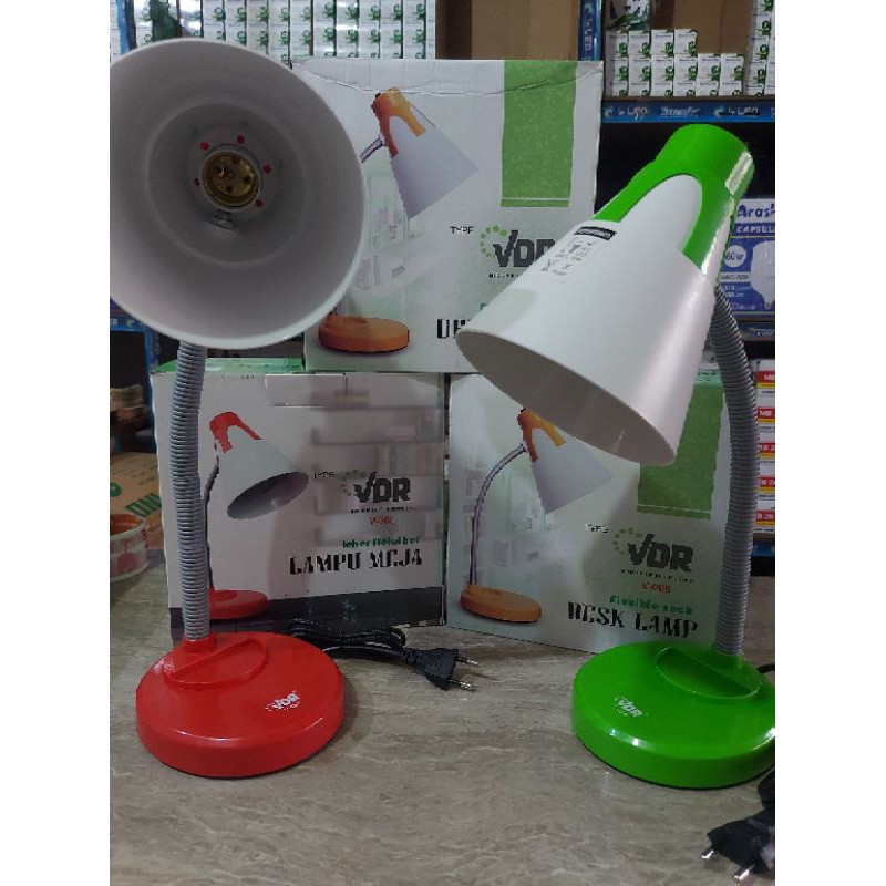 Lampu Meja/ Lampu Belajar/ Desk Lamp VDR V-008 PLC Leher Fleksibel + Saklar ON/OFF