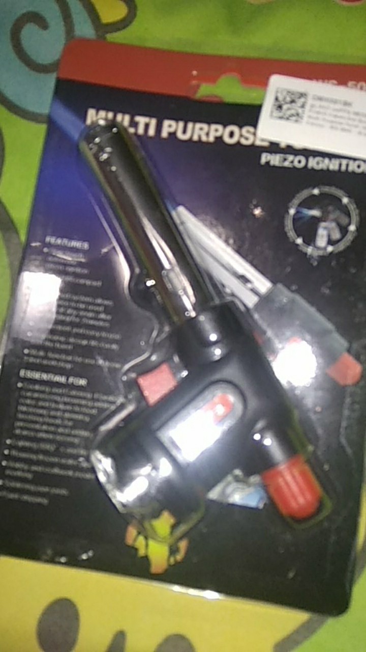 Kepala Gas Portabel Kaleng Hicook / Flame Gun Bbq 1300 Celcius Dengan Pemantik [hitam]