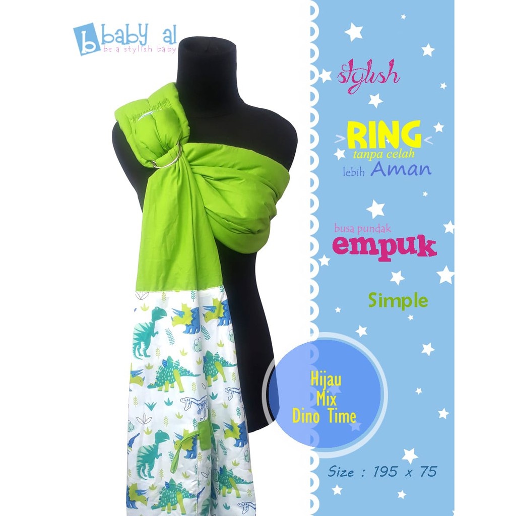 Gendongan Ring Sling Baby Al - Motif Jurassic  - Gendongan Bayi