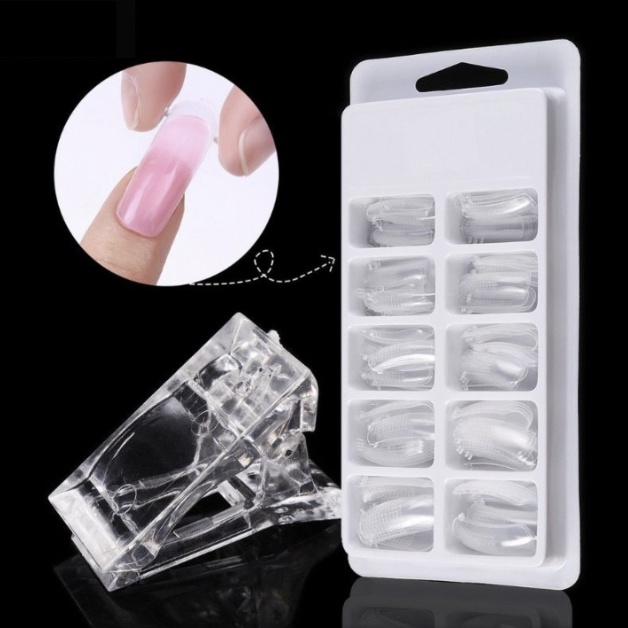 Kuku Palsu 120 PCS Dual Form Extension Cetakan Kuku Polygel Fake Nail Natural KU018