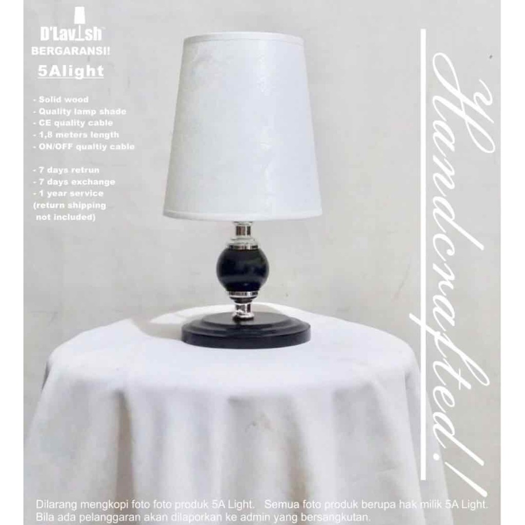 Lampu Meja Aesthetic Minimalis Modern untuk Nakas/Tidur/Lampu Malam - Estetik model Garnet WOOD WH02