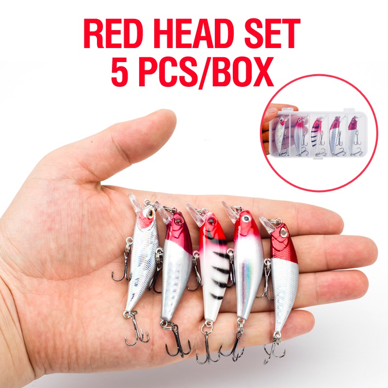 5pcs / Kotak Umpan Pancing Ikan Minnow 5g / 6.5g Bahan Plastik Keras 5 Warna