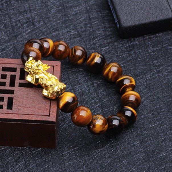 [Bayar di Tempat] GELANG PIXIU BATU TIGER EYE 12MM