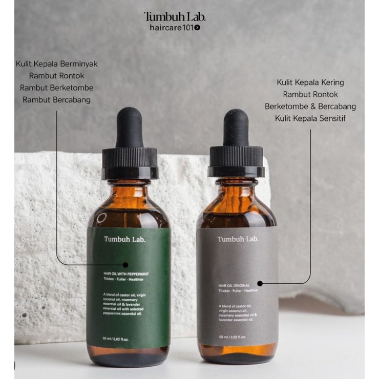 TUMBUH LAB ORIGINAL HAIR OIL & PEPPERMINT SOLUSI RAMBUT RONTOK DAN PENUMBUH RAMBUT