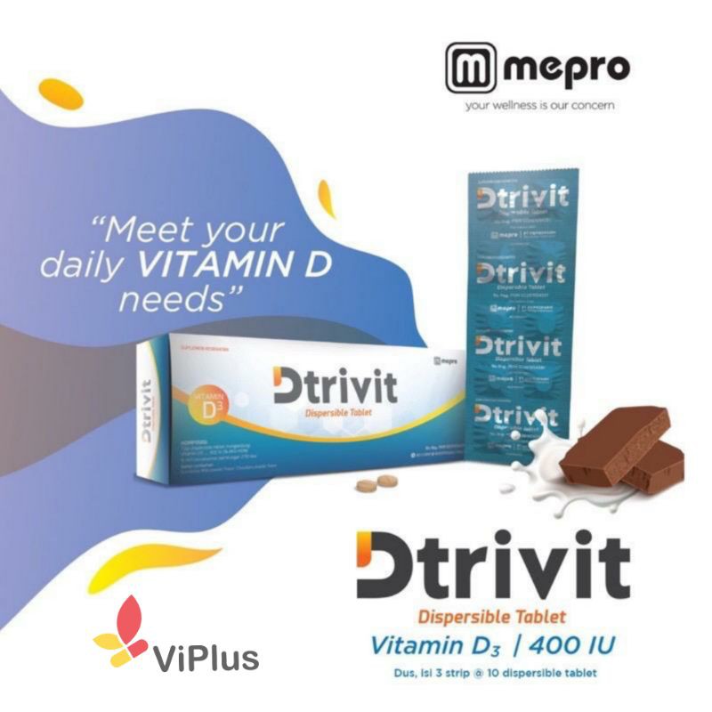 Dtrivit Tab Dispersible (Meprofarm) / Vit D3 400iu / Aroma Chocolate /ViPlus