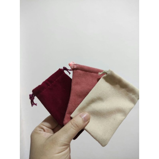 Kantong serut pouch serut double suede bisa custom ukuran