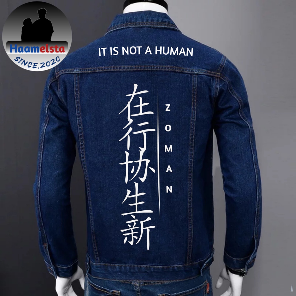 1Jaket Jeans Denim Black Zoman dengan Style Sablon Jepang|Jaket Denim Valhalla|Jaket Tokyo Ravengers-2