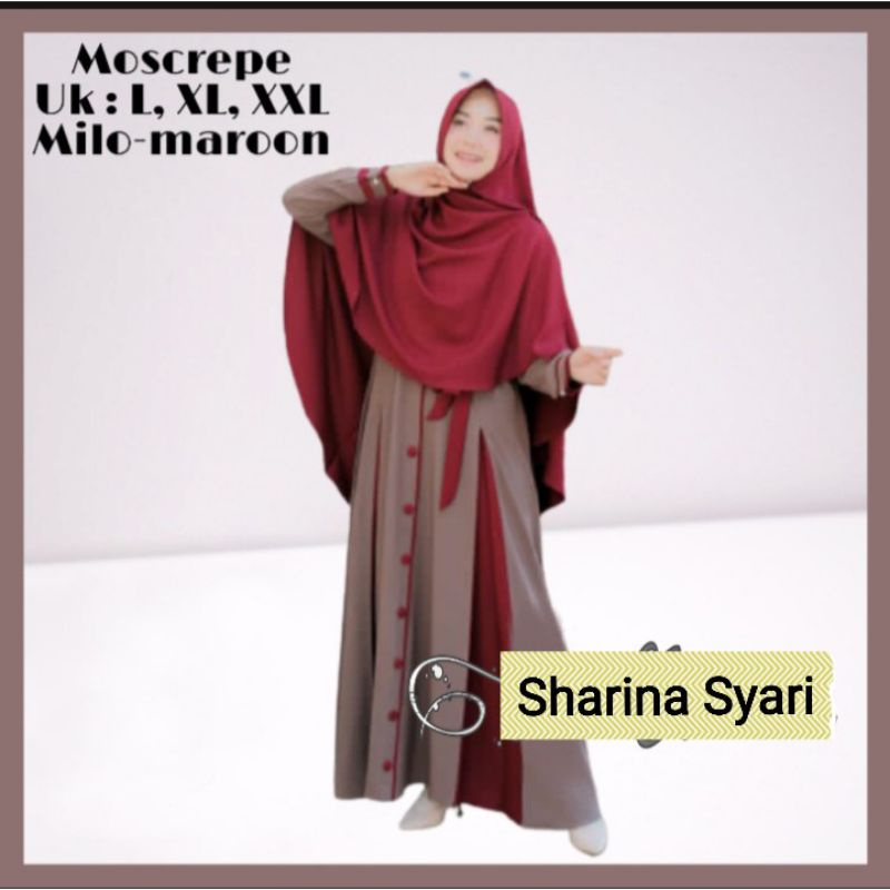 Baju Gamis Dress Busui Sleting Depan Wanita Syari Muslim Kancing Bawah Plus Free Khimar Hijab Jilbab