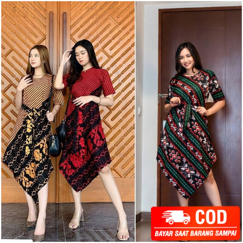 DRESS LANCIP MOTIF SONGKET [ BISA COD ] / DRESS WANITA MODEREN / DRESS MOTIF TENUN / DRESS COUPLE DR