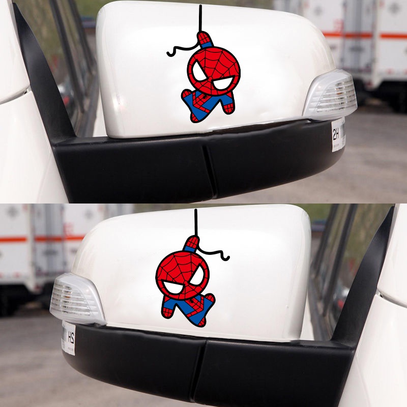 Stiker Mobil Spiderman Stiker Hias Helm Reflektif Kartun Marvel Motoracycle Decal