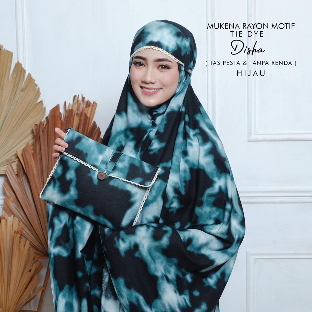 MUKENA BALI TASIK - MUKENA RAYON DEWASA MOTIF TIE DYE DISHA (TAS PESTA &amp; TANPA RENDA)